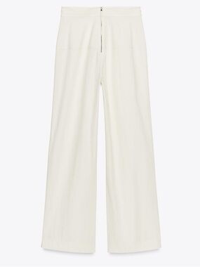 NWT Zara ZW Collection Back Zip Pants Wide Leg High Rise Cotton Trousers XL